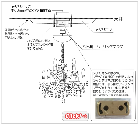 引っ掛けシーリングタイプの場合